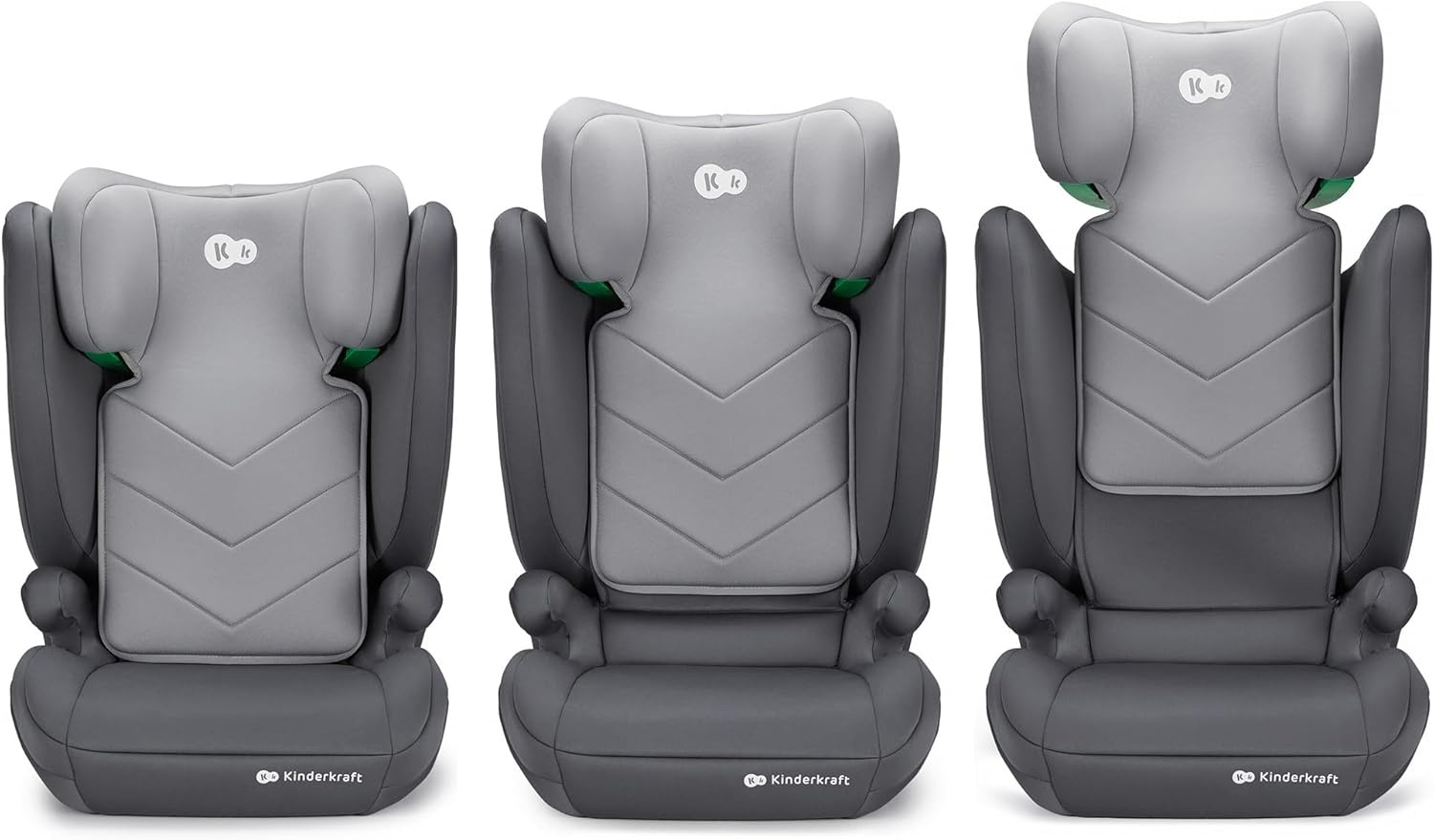 Kinderkraft I-SPARK Baby-autostoeltje i-Size Groep 2/3 100-150 cm, van 3,5 tot 12 jaar, 15 tot 36 kg, licht (4,5 kg), 3-puntsgordel, Zijbescherming, Grijs