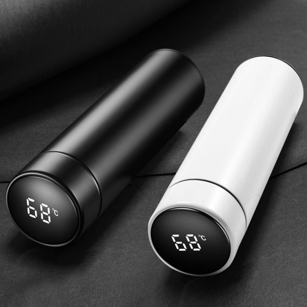 Intelligente Drinkfles Rood met LCD-touchscreen, Roestvrij Staal, Geïsoleerd voor Warme & Koude Dranken, 450 ml