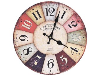VidaXL Wandklok Vintage Stijl 30cm Meerkleurig - 31% Korting!