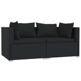 VidaXL Tweezitsbank Poly Rattan Zwart - 35% Korting