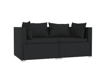 VidaXL Tweezitsbank Poly Rattan Zwart - 35% Korting