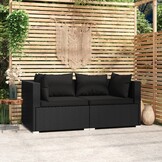 VidaXL Tweezitsbank Poly Rattan Zwart - 35% Korting