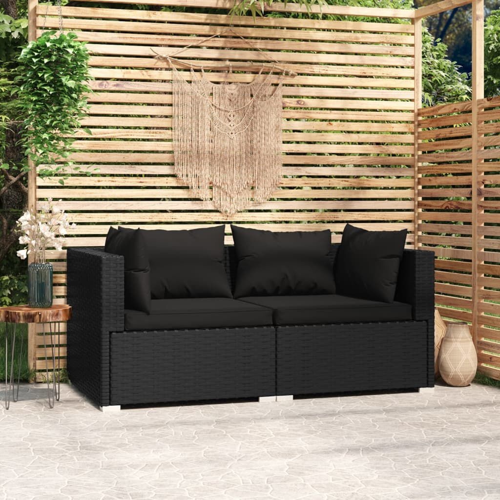 VidaXL Tweezitsbank Poly Rattan Zwart - 35% Korting