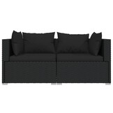 VidaXL Tweezitsbank Poly Rattan Zwart - 35% Korting