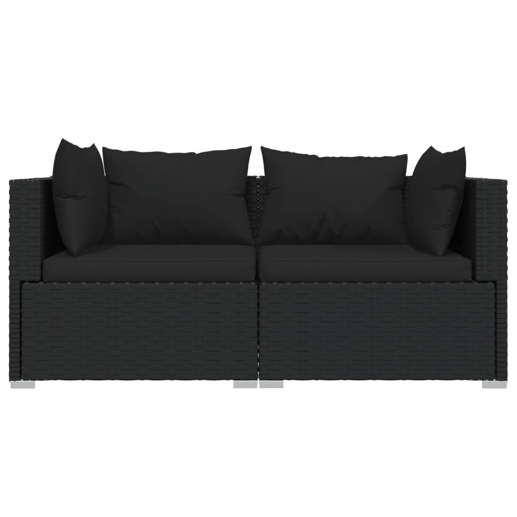 VidaXL Tweezitsbank Poly Rattan Zwart - 35% Korting