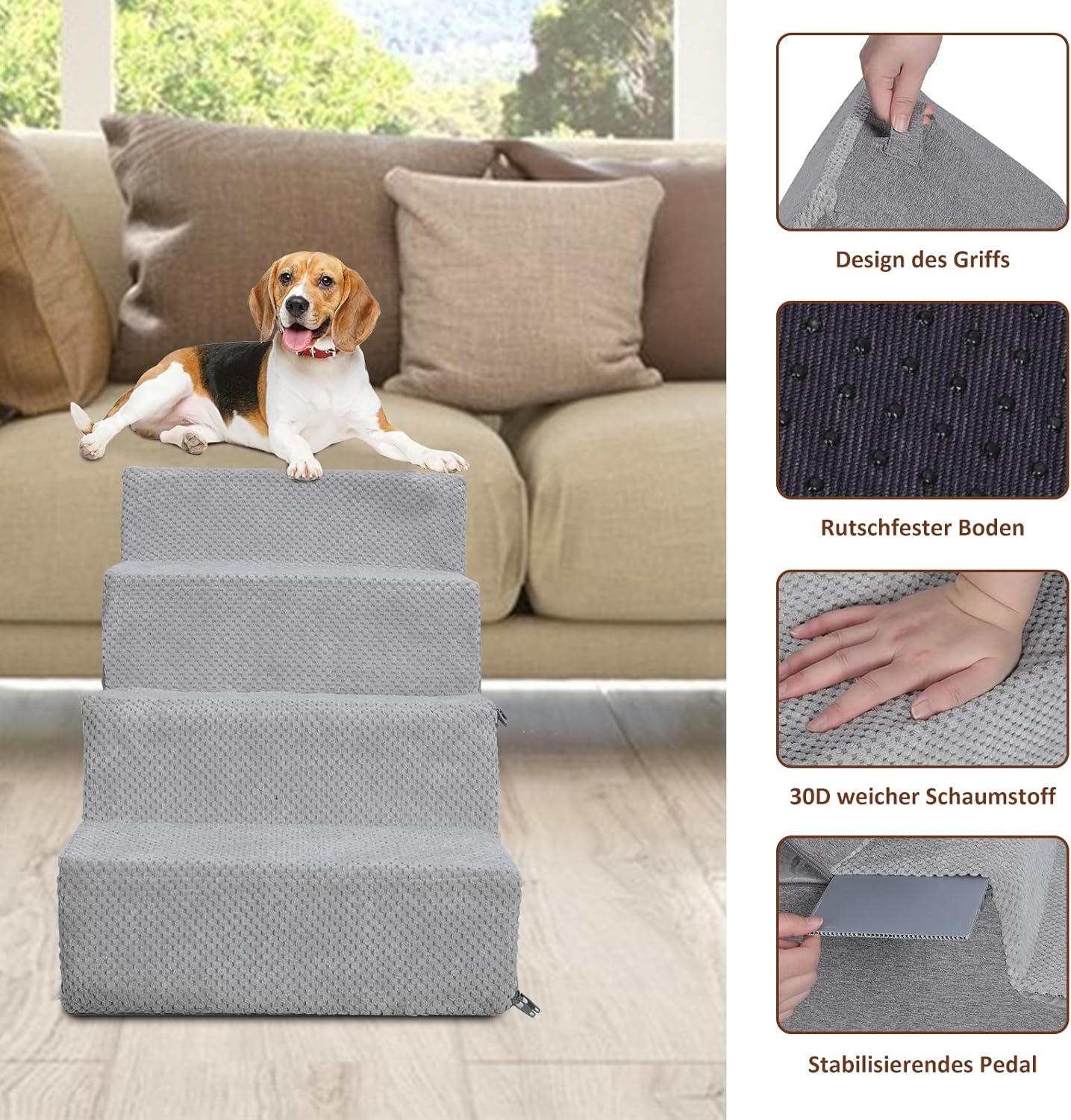 Hondentrap Grijs - 4 Treden met Korting!