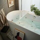 Acryl Badkuip Plateau 80cm met Gouden Handvatten | 47% Korting