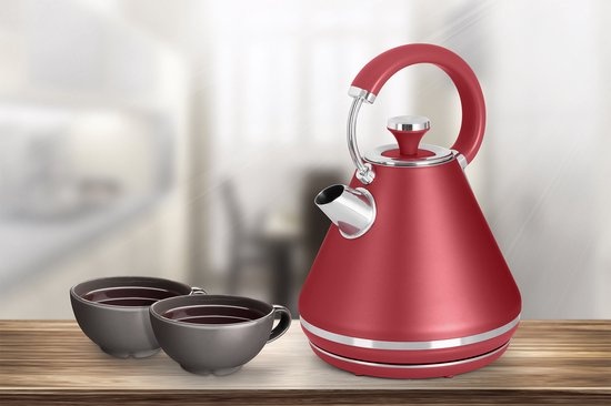 Rode Metalen Waterkoker 1.7L - 55% Korting