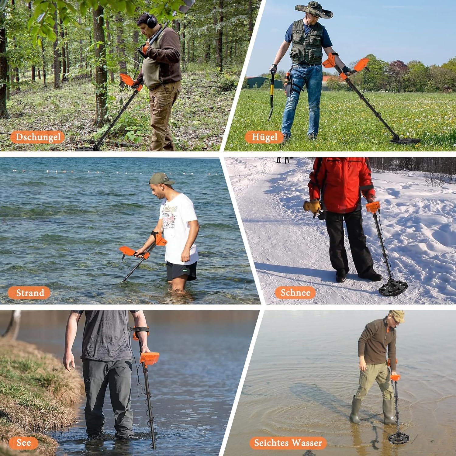 Metaaldetector, professionele set voor volwassenen, 5 modi, 10 inch detectiediepte, IP68 waterdicht, spoel, metaaldetectoren voor diepe onderwaterherkenning, geluidsherkenning