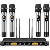 Draadloos Microfoonsysteem - 4 Metalen Microfoons, 90m Bereik (55% Korting)