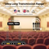 Draadloos Microfoonsysteem - 4 Metalen Microfoons, 90m Bereik (55% Korting)