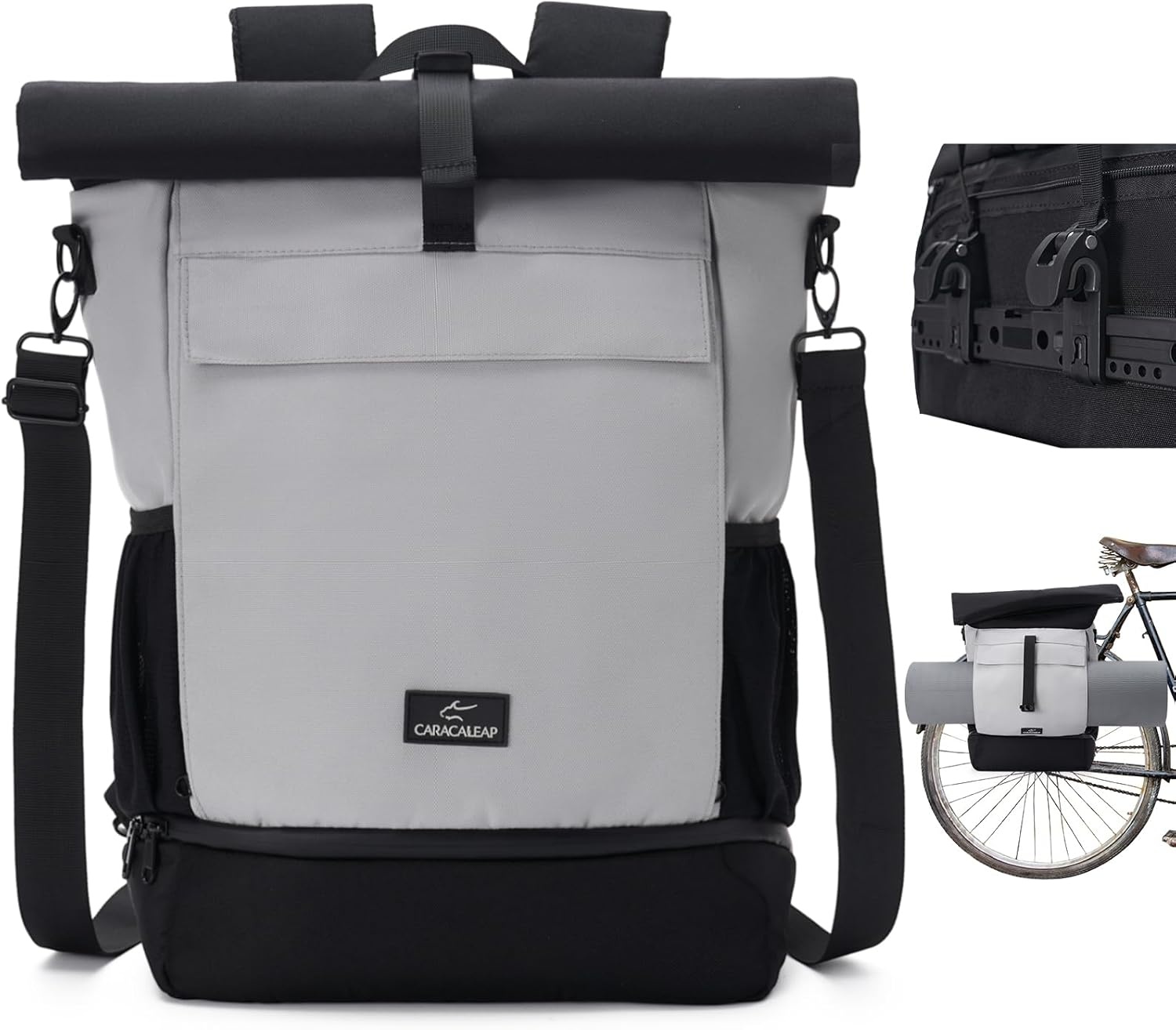 3-in-1 Fietstas Grijs - Waterafstotend - Rugzak & Bagagedrager - 29% Korting