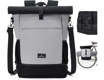 3-in-1 Fietstas Grijs - Waterafstotend - Rugzak & Bagagedrager - 29% Korting