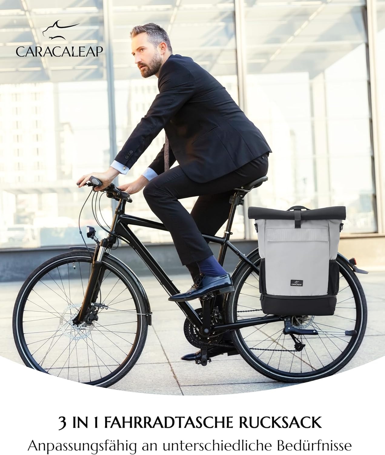 3-in-1 Fietstas Grijs - Waterafstotend - Rugzak & Bagagedrager - 29% Korting