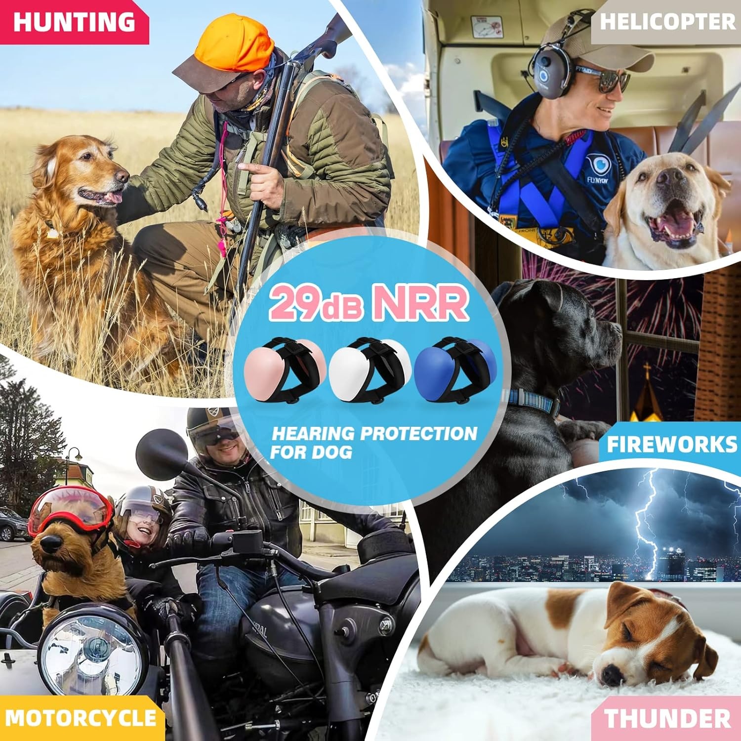 derYEP Hondenoorbeschermers voor gehoorbescherming 29dB NRR oorbeschermers geluidsbescherming (medium, roze)