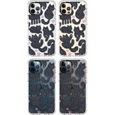 Telefoonhoesje voor iPhone 12 Pro Max, militaire valbescherming, schokabsorberend, transparant TPU bumper met Zwarte Harige Kat design