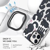 Telefoonhoesje voor iPhone 12 Pro Max, militaire valbescherming, schokabsorberend, transparant TPU bumper met Zwarte Harige Kat design