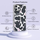 Telefoonhoesje voor iPhone 12 Pro Max, militaire valbescherming, schokabsorberend, transparant TPU bumper met Zwarte Harige Kat design