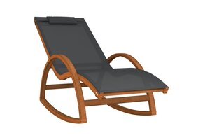 vidaXL Schommelstoel Textiel & Hout - Grijs - 35% Korting