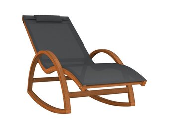 vidaXL Schommelstoel Textiel & Hout - Grijs - 35% Korting