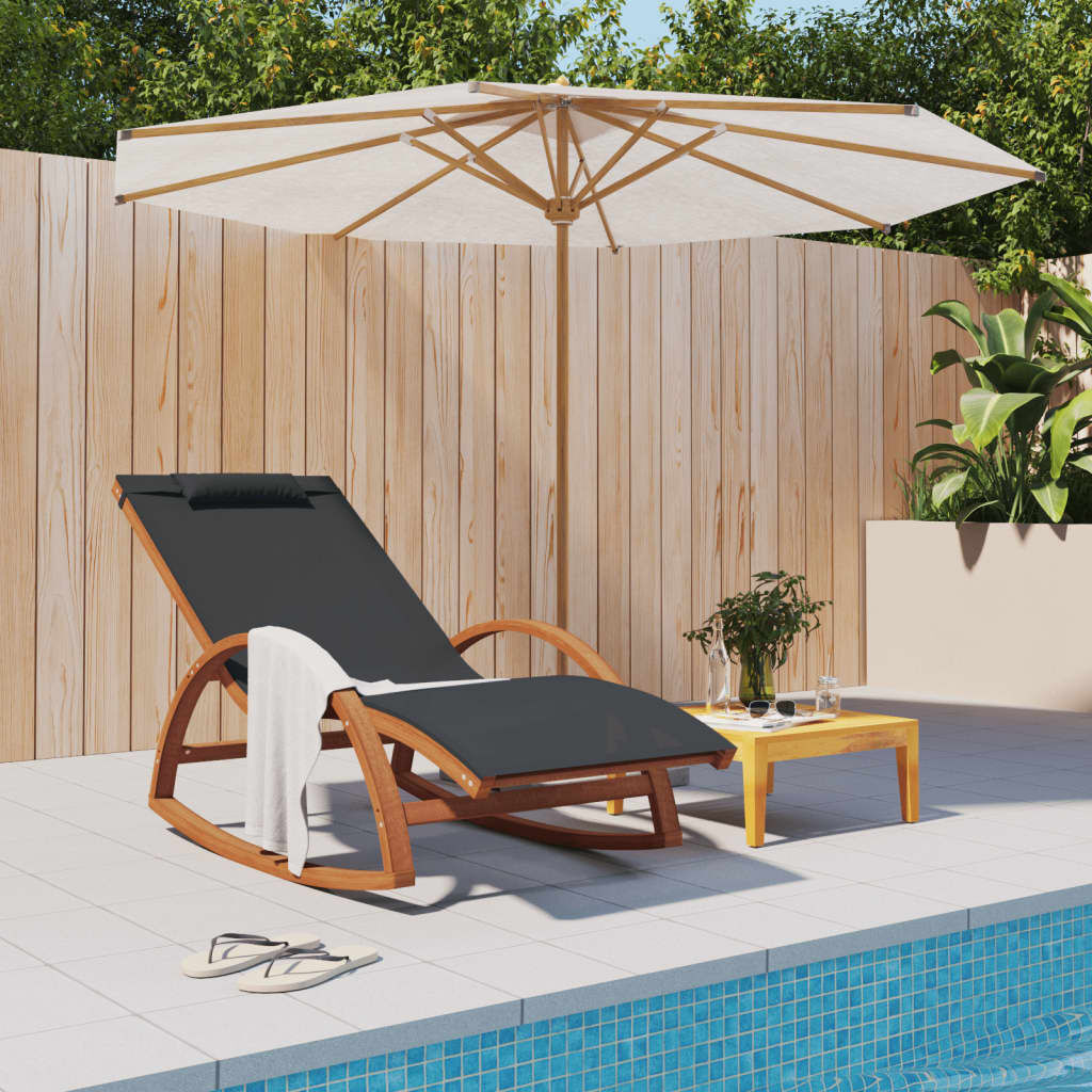 vidaXL Schommelstoel Textiel & Hout - Grijs - 35% Korting