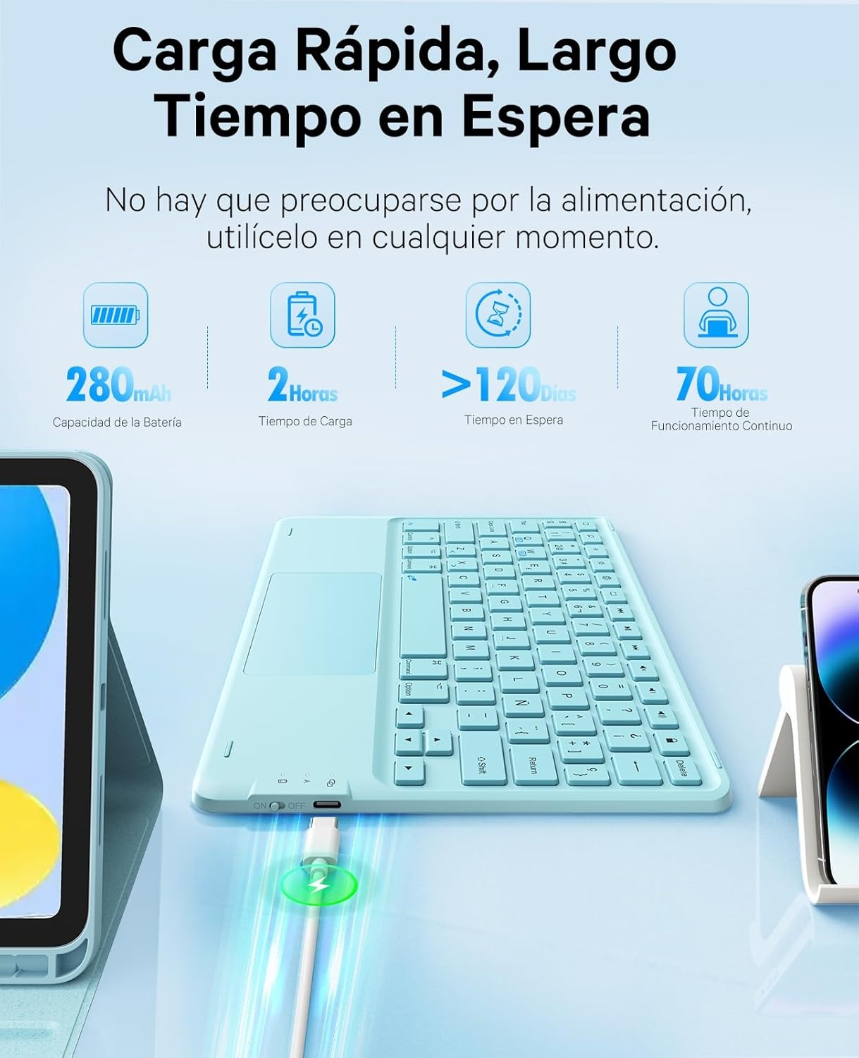 Earto Hemelsblauw Toetsenbord 10e Gen - 28% Korting!