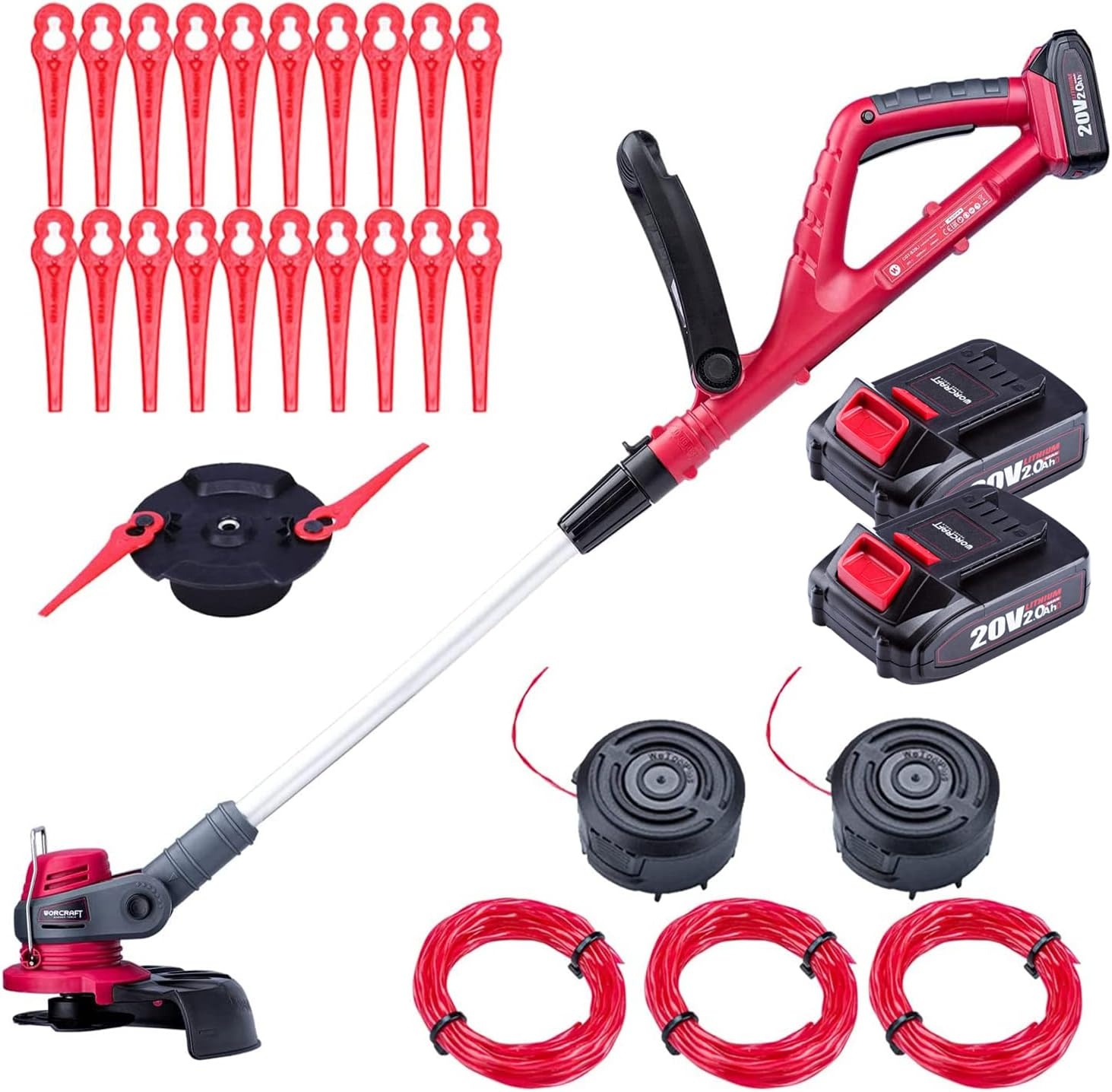 WORCRAFT Grastrimmer 2-in-1 | 34% Korting | Incl. 2 Accu's