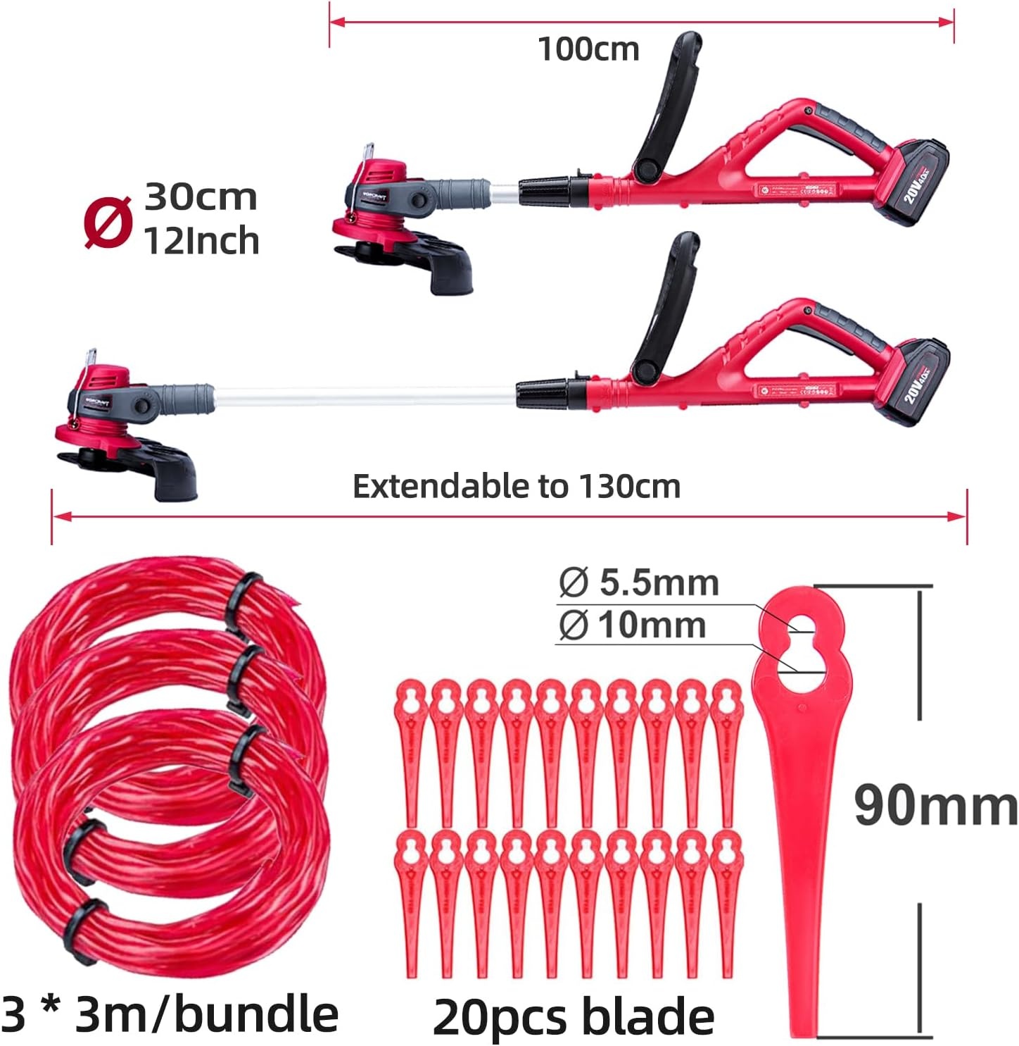 WORCRAFT Grastrimmer 2-in-1 | 34% Korting | Incl. 2 Accu's