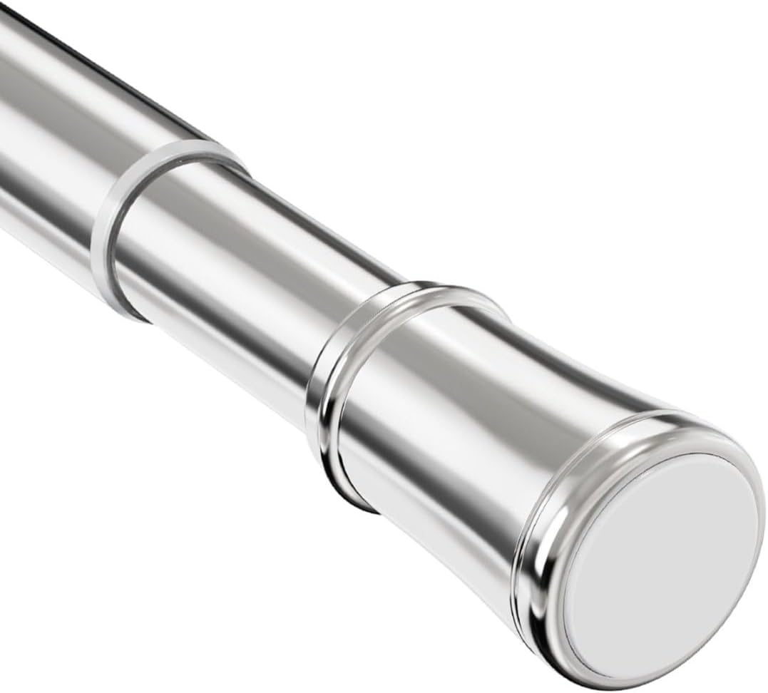 Gordijnroede Telescoopstang zonder boren voor douchegordijn uittrekbaar verstelbaar antislip RVS zilver 105-205 cm Ø25mm