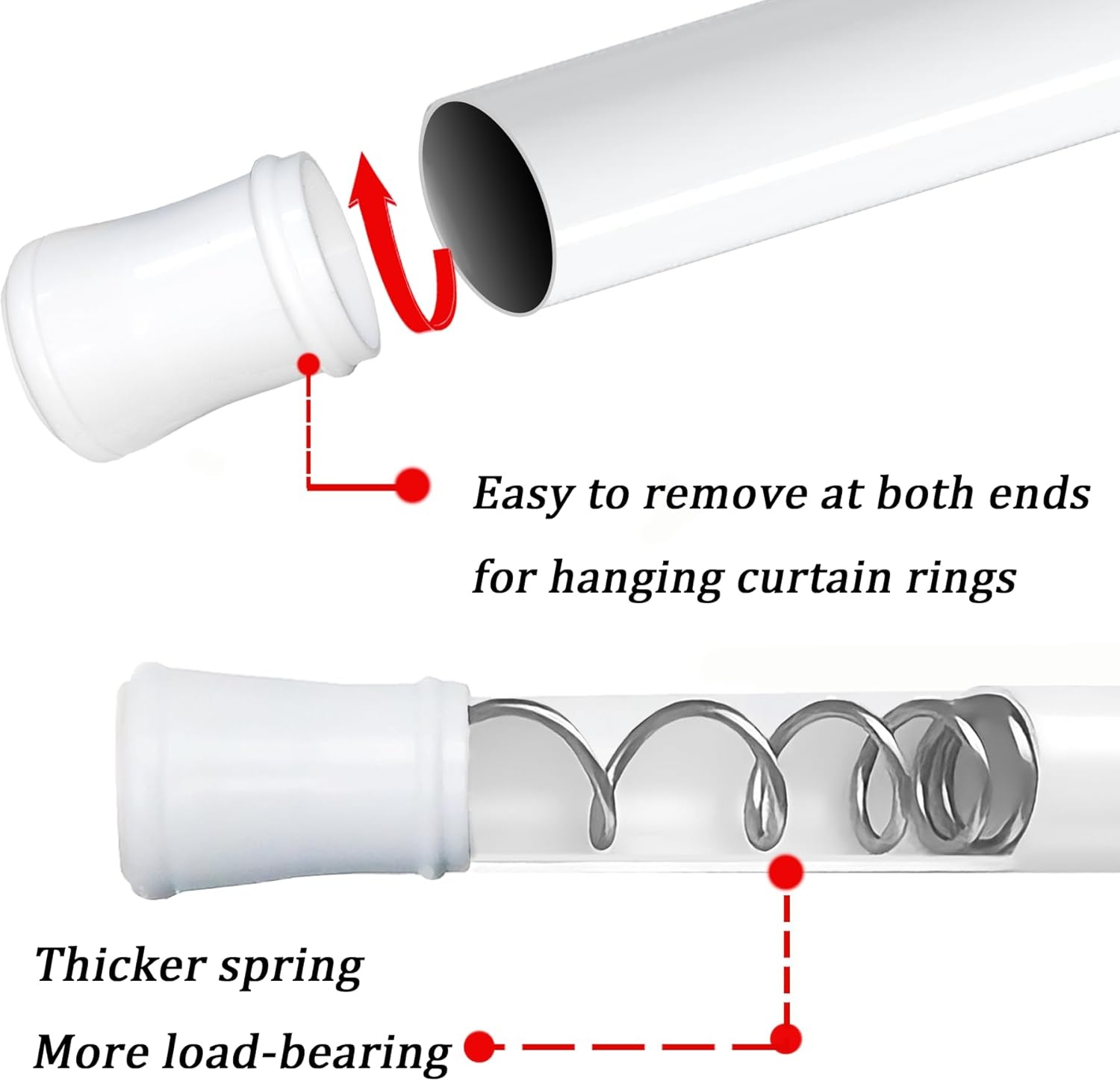 Gordijnroede Telescoopstang zonder boren voor douchegordijn uittrekbaar verstelbaar antislip RVS zilver 105-205 cm Ø25mm