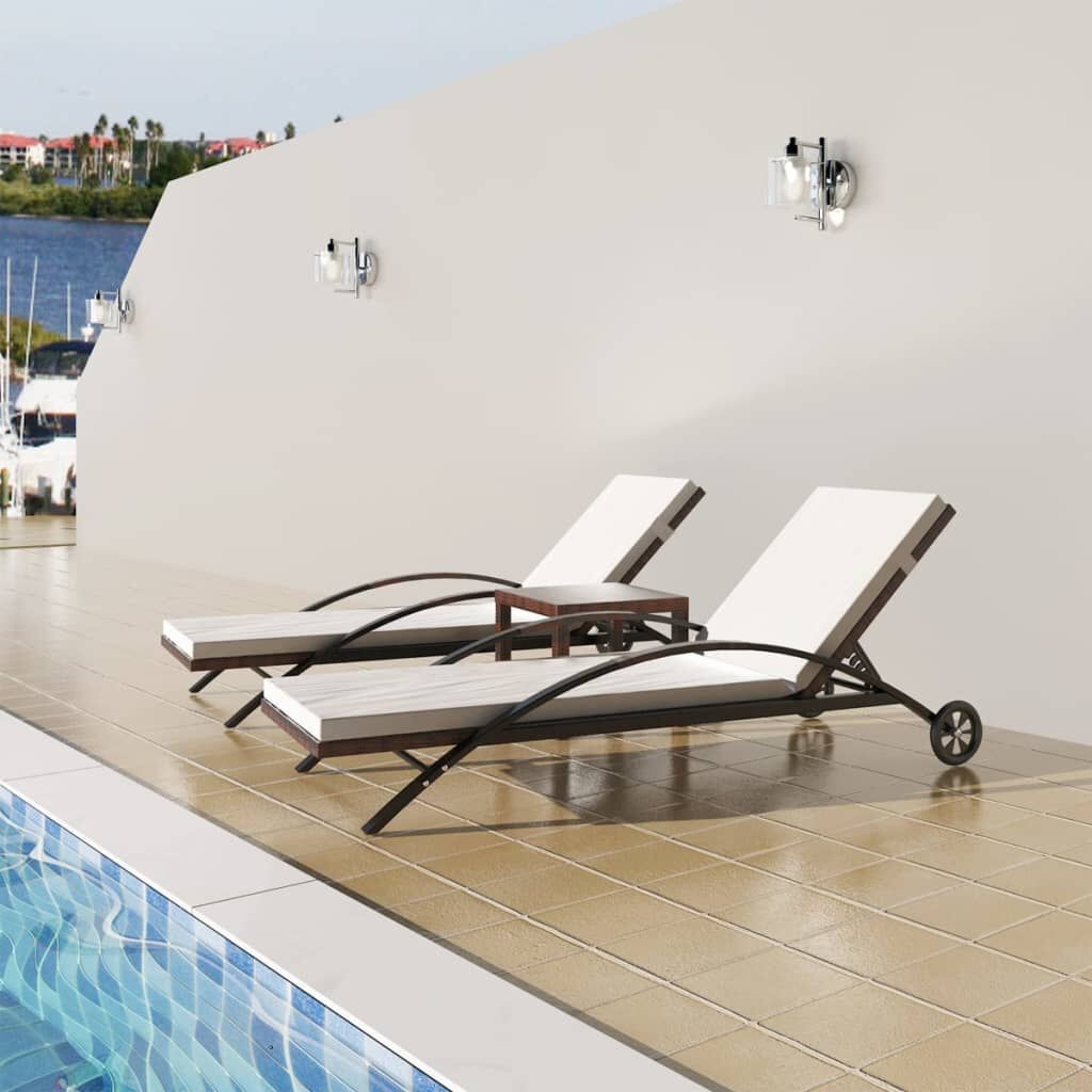 vidaXL Ligbedden met Tafel, Poly Rotan Bruin - 67% Korting!