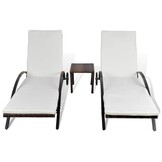 vidaXL Ligbedden met Tafel, Poly Rotan Bruin - 67% Korting!