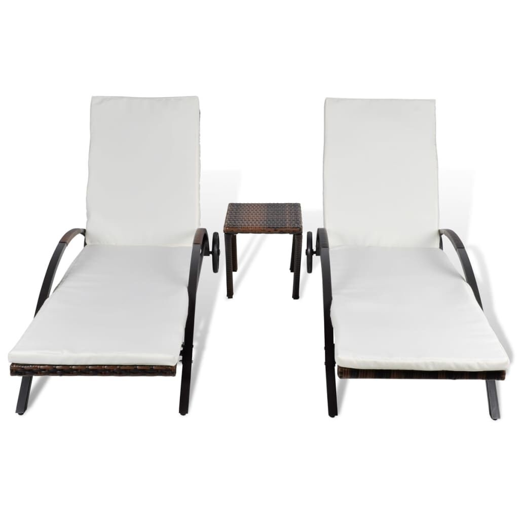 vidaXL Ligbedden met Tafel, Poly Rotan Bruin - 67% Korting!
