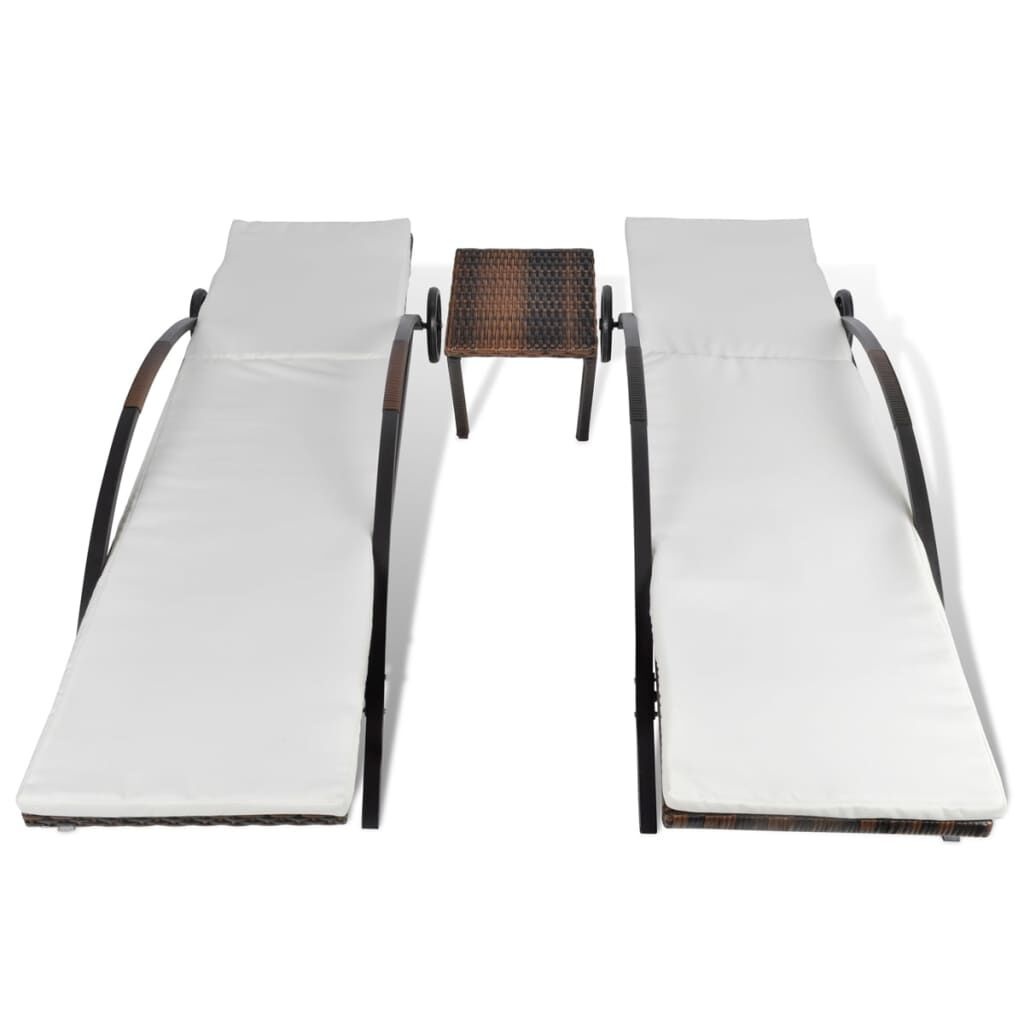 vidaXL Ligbedden met Tafel, Poly Rotan Bruin - 67% Korting!