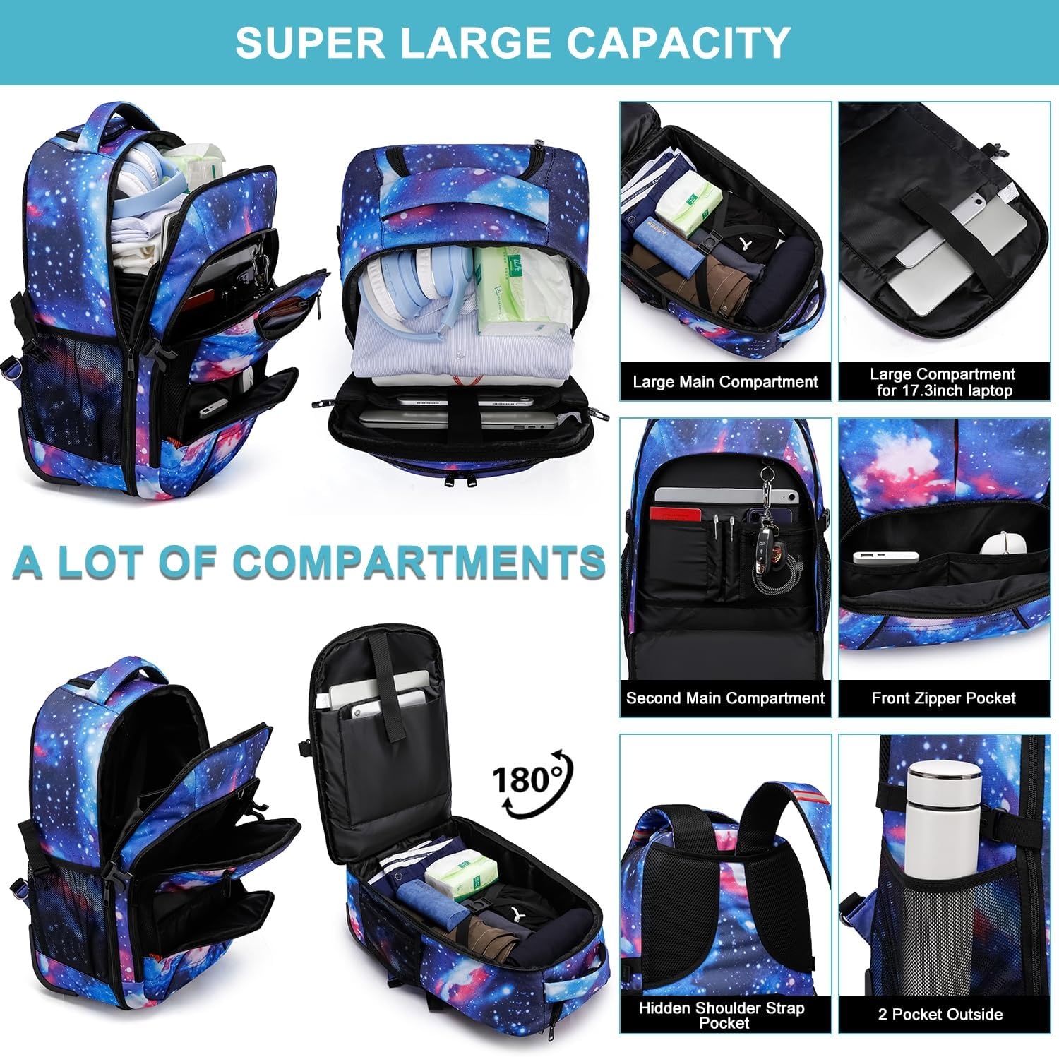 Trolley Rugzak Waterdicht 45L (Galaxy Blauw) - 42% Korting!