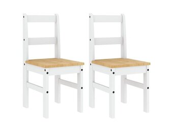 vidaXL Eetkamerstoelen 2 st. Grenenhout Wit - 57% Korting!