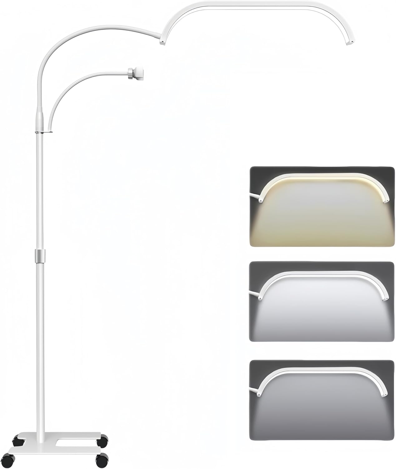 Zwarte LED Ringlamp Vloerlamp voor Wimperextensions & Cosmetica, Professioneel, Verstelbaar Licht, Telefoonhouder, 55-70 inch