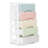 Ladekast met wielen 5 lades 75x27x39 cm - Opbergkast voor badkamer & kinderkamer met ladevergrendeling