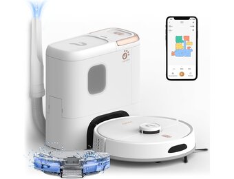 Robotstofzuiger met dweilfunctie, afzuigstation, lasernavigatie, 4500 Pa, 60 dagen zelfleegstation, handheld-functie, 180 min, 5 kaarten & 15 zones