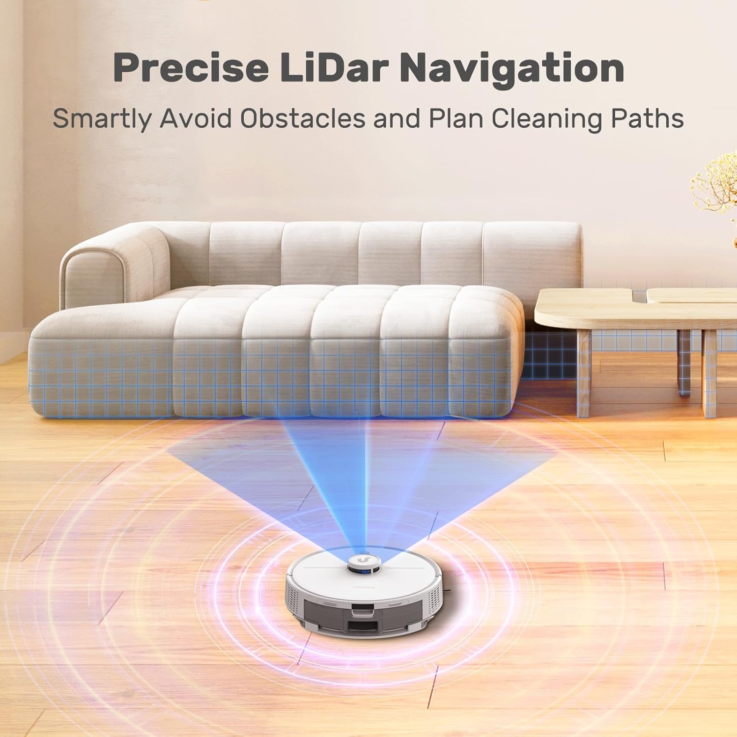 Robotstofzuiger met dweilfunctie, afzuigstation, lasernavigatie, 4500 Pa, 60 dagen zelfleegstation, handheld-functie, 180 min, 5 kaarten & 15 zones