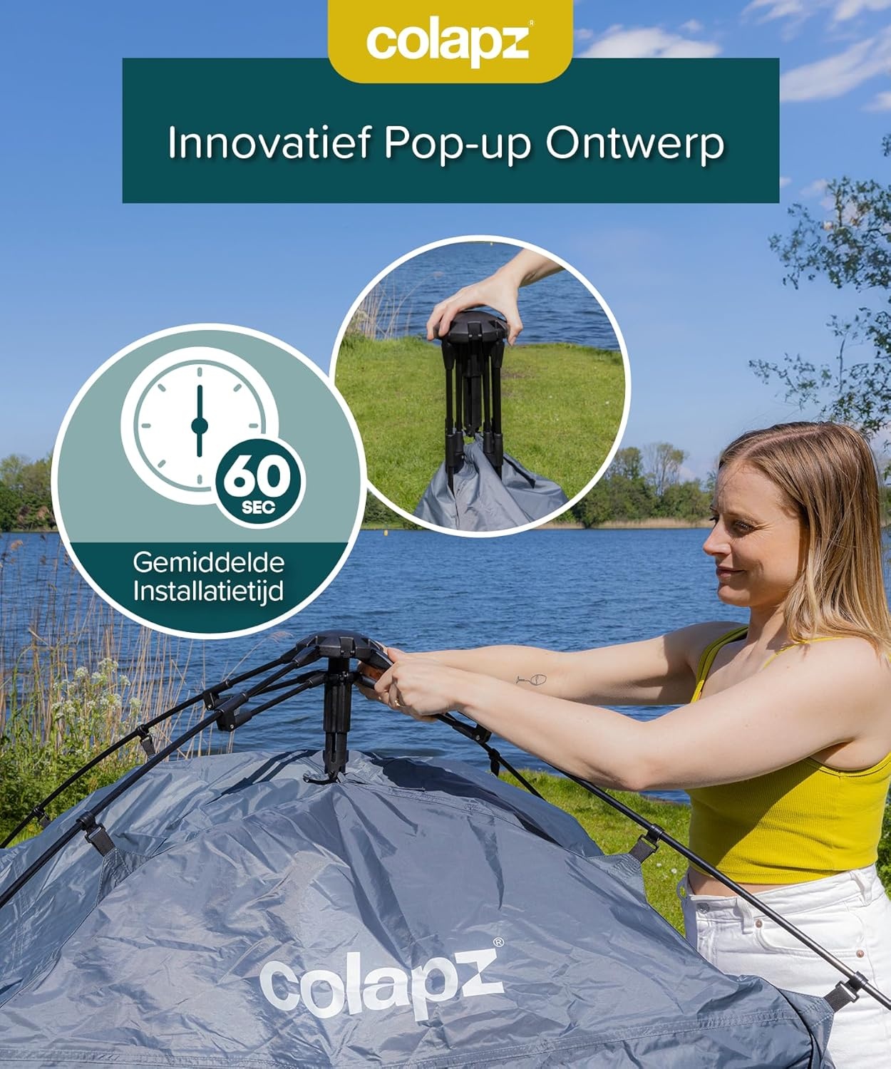 Colapz Camping Douche Tent en Pop-Up Toilettent - Grote Privacy Tent met Extra Opslag, Draagbare Buiten Kleedkamer voor Strand en Kamperen