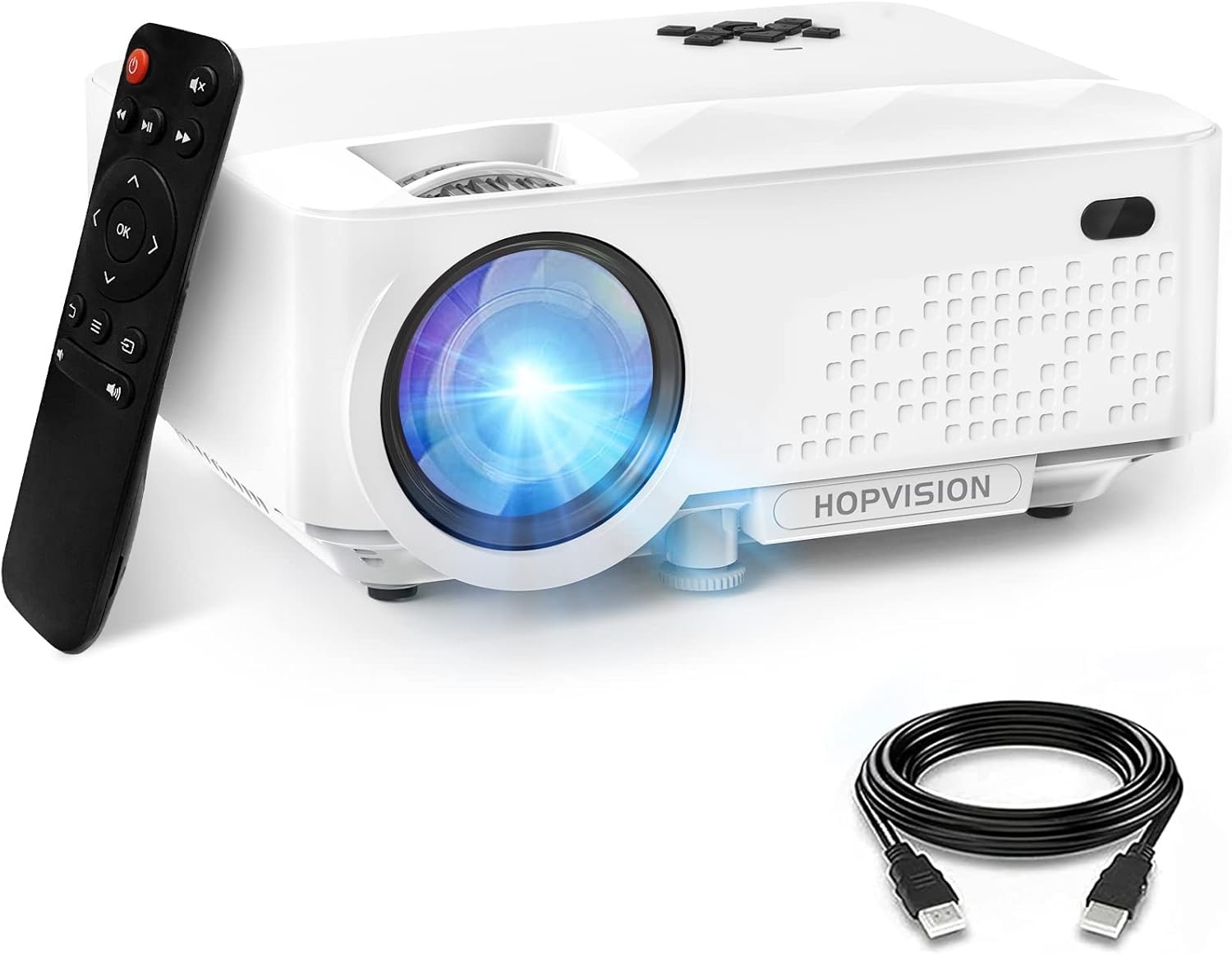 HOPVISION Mini Beamer WiFi Bluetooth Full HD 1080P, 4K Home Cinema Ondersteund Met Zoomfunctie, 300'' Display Buiten Compatibel Met Smartphone/HDMI/USB/Laptop/Fire Stick/PS5