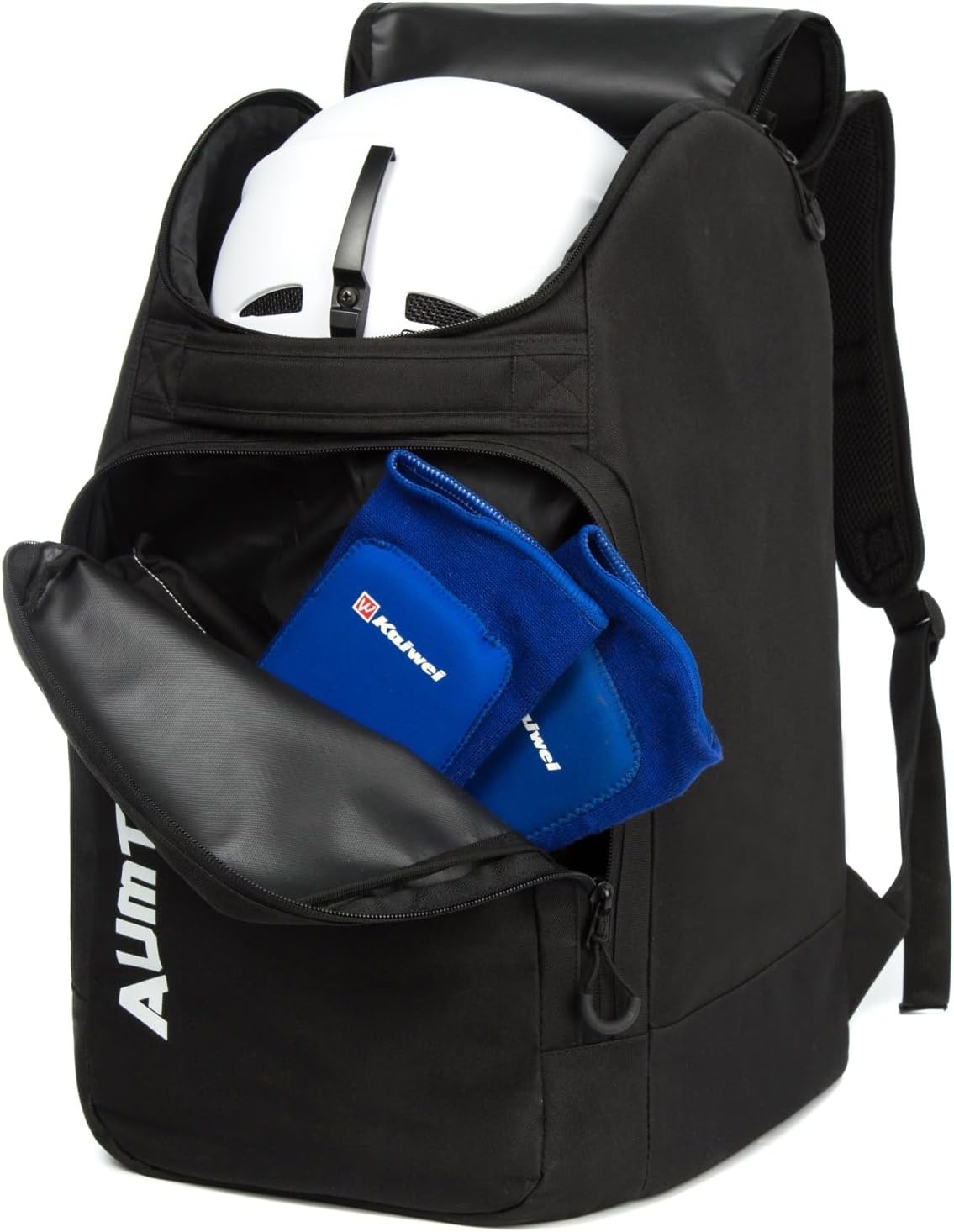 AUMTISC Skischoenentas met helmcompartiment en rugzakbanden, zwart