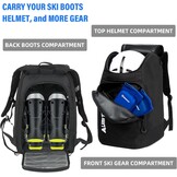 AUMTISC Skischoenentas met helmcompartiment en rugzakbanden, zwart