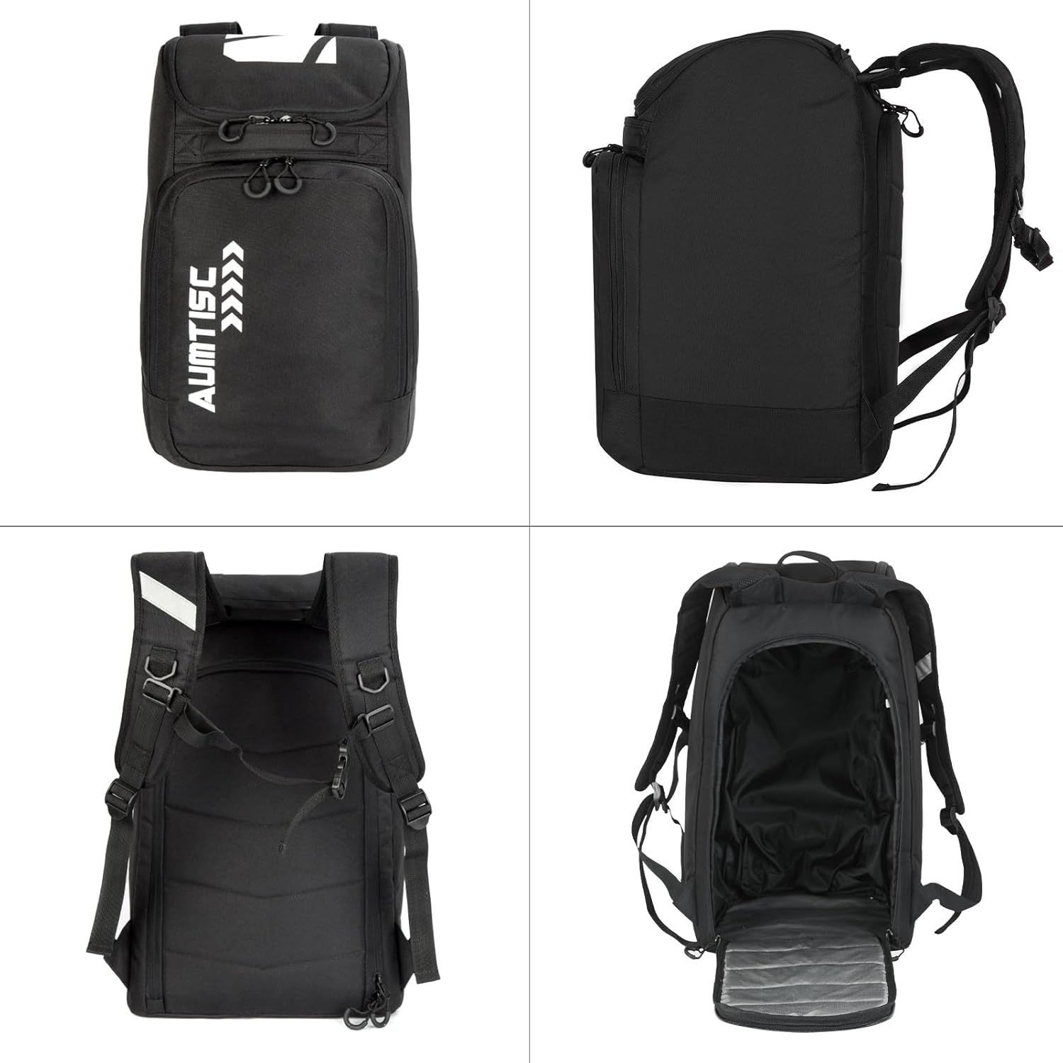 AUMTISC Skischoenentas met helmcompartiment en rugzakbanden, zwart