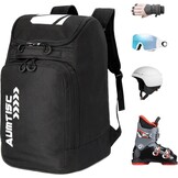 AUMTISC Skischoenentas met helmcompartiment en rugzakbanden, zwart