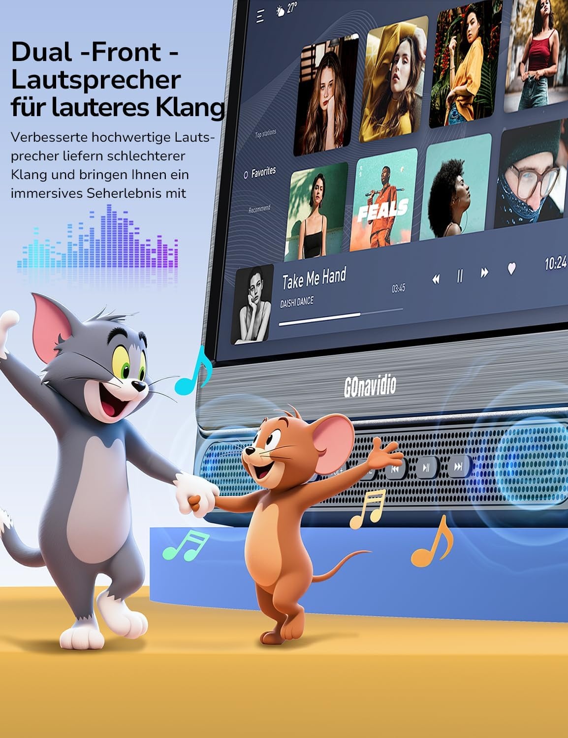 GOnavidio Dubbele DVD Speler voor Auto met 2x 12" Schermen en 1080P HDMI-ingang