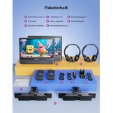 GOnavidio Dubbele DVD Speler voor Auto met 2x 12" Schermen en 1080P HDMI-ingang