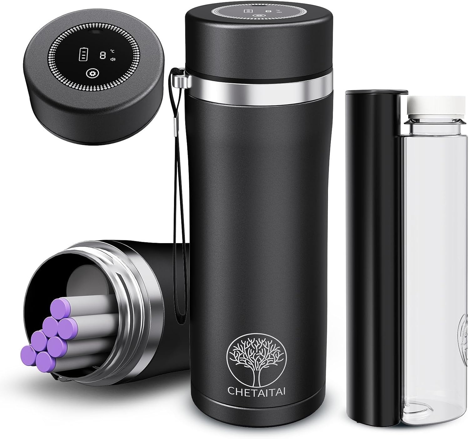 Viowey 48H Slimme Insuline Koeltas voor Reizen - Temperatuur Alarm & Display, 2-8°C Diabetes Medicijnkoeler TSA-Goedgekeurd, Schokbestendig, Oplaadbaar via USB-C (Zwart)