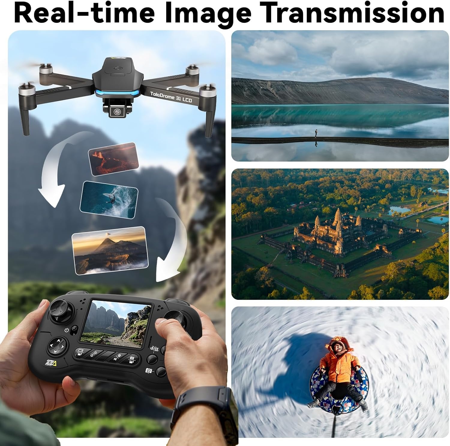 Toladrone Drone met LCD-scherm, Borstelloze Motor Drone met Camera 4K voor Beginners, Headless-modus, Fijnafstemmingsfunctie, Opvouwbare RC-quadcopter voor Volwassenen, TD31LCD Drones